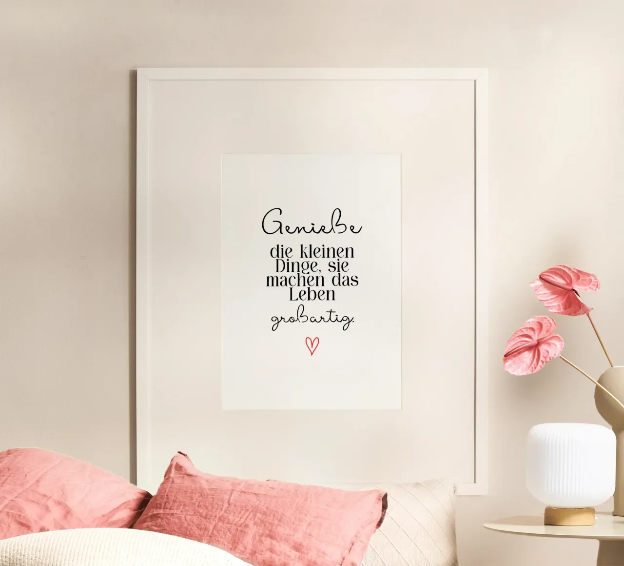 Die kleinen Dinge poster con telaio in legno da BAINAI QUOTES