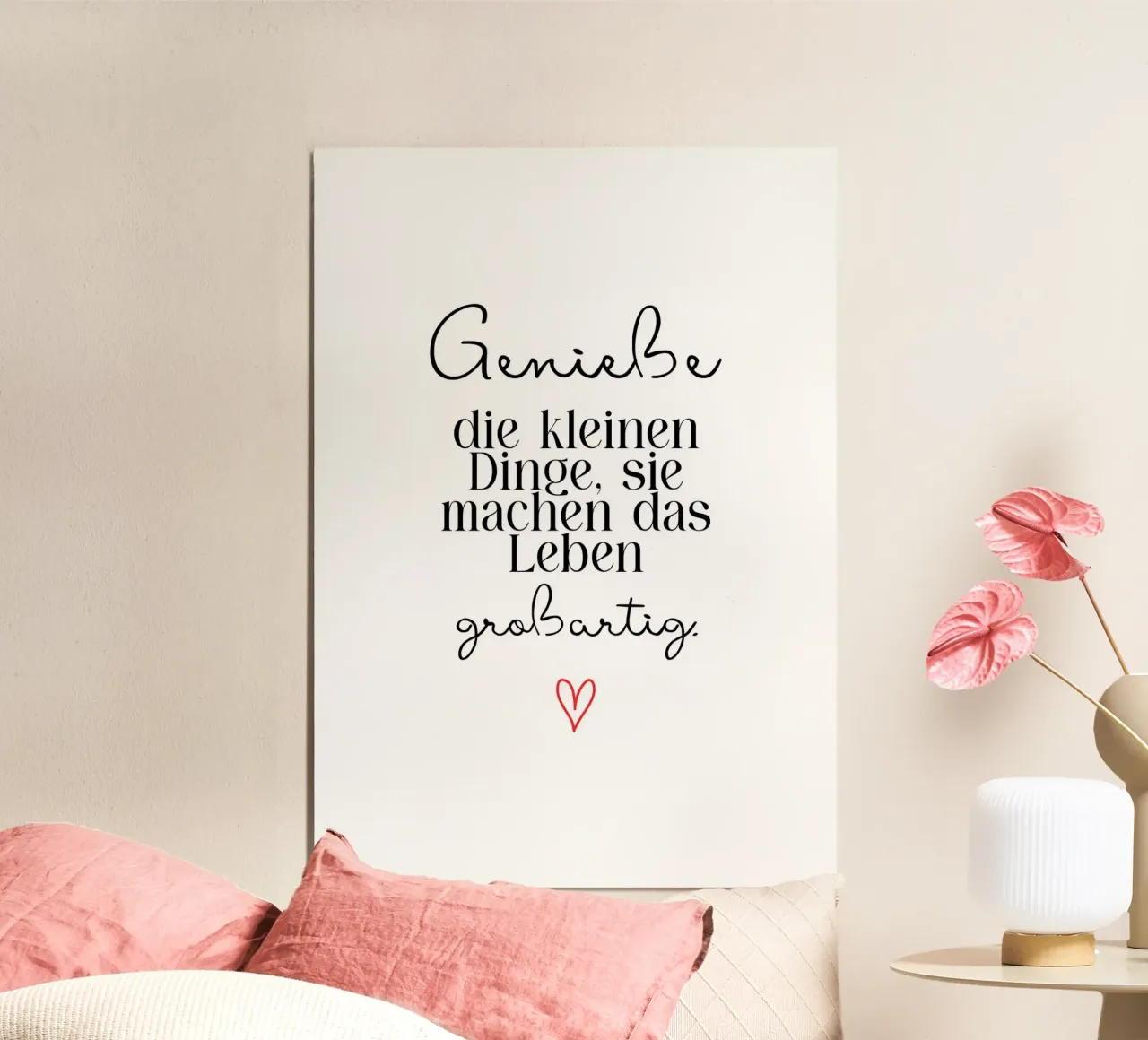 Die kleinen Dinge poster con telaio in legno da BAINAI QUOTES
