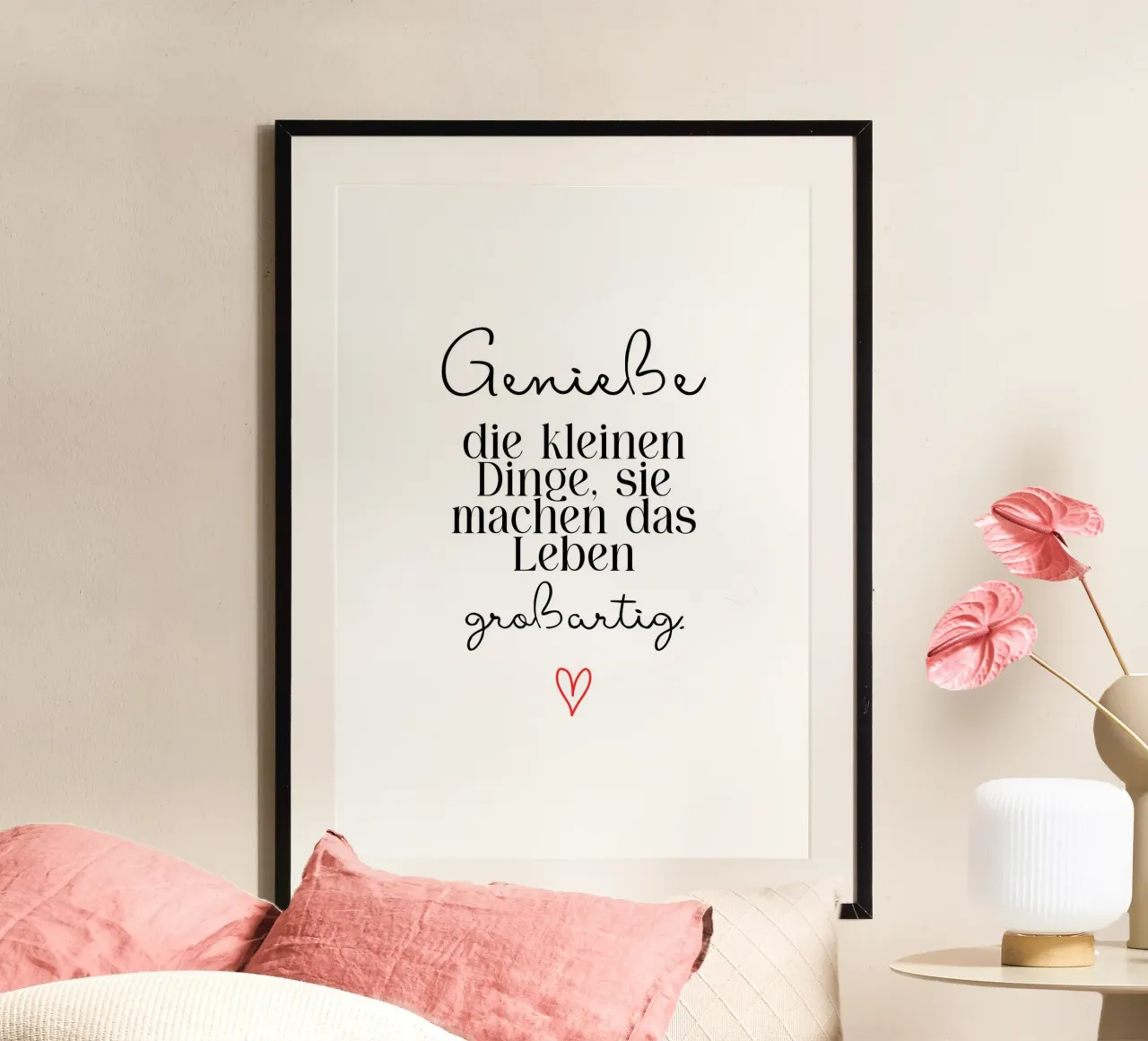 Die kleinen Dinge poster con telaio in legno da BAINAI QUOTES