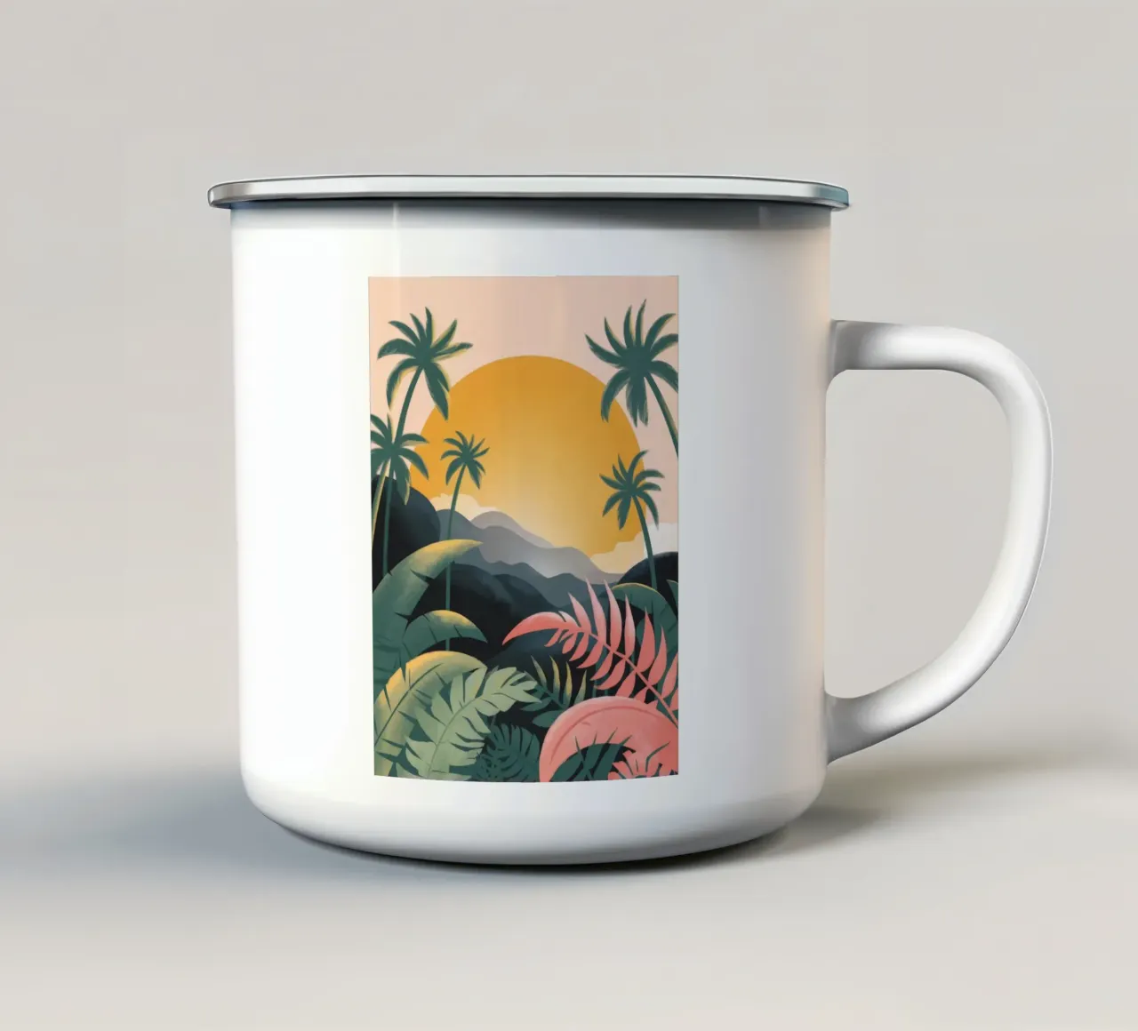 Beatitudine del tramonto tropicale tazza in smalto da Veiled Canvas