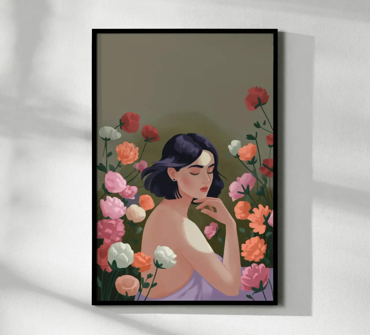 Contemplazione floreale Serenità poster con telaio in alluminio da Veiled Canvas