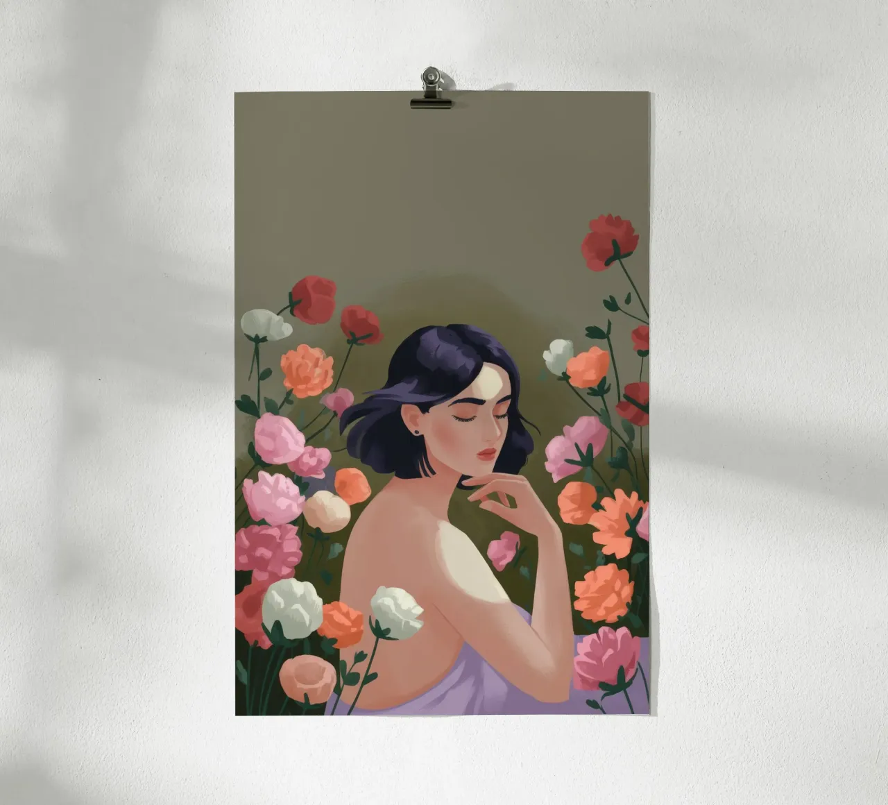 Contemplazione floreale Serenità poster con telaio in alluminio da Veiled Canvas