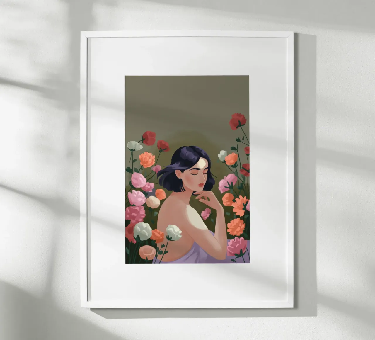 Contemplazione floreale Serenità poster con telaio in alluminio da Veiled Canvas
