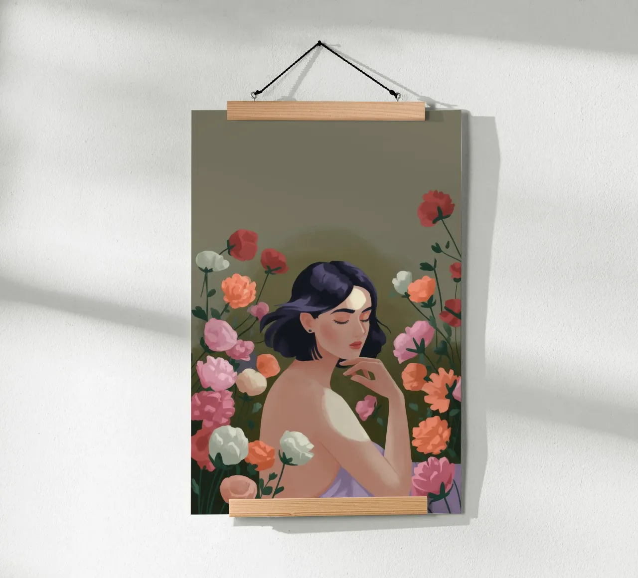 Contemplazione floreale Serenità poster con telaio in alluminio da Veiled Canvas