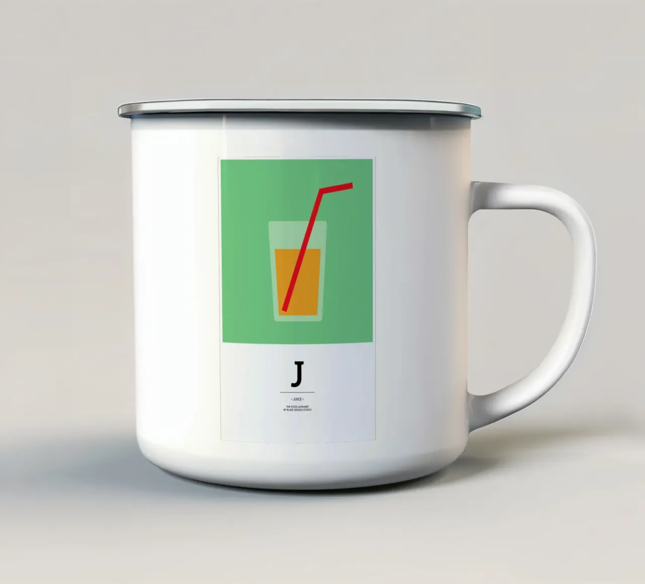 „The Food Alphabet“ - J like Juice tazza in smalto da BLAEK Design Studio