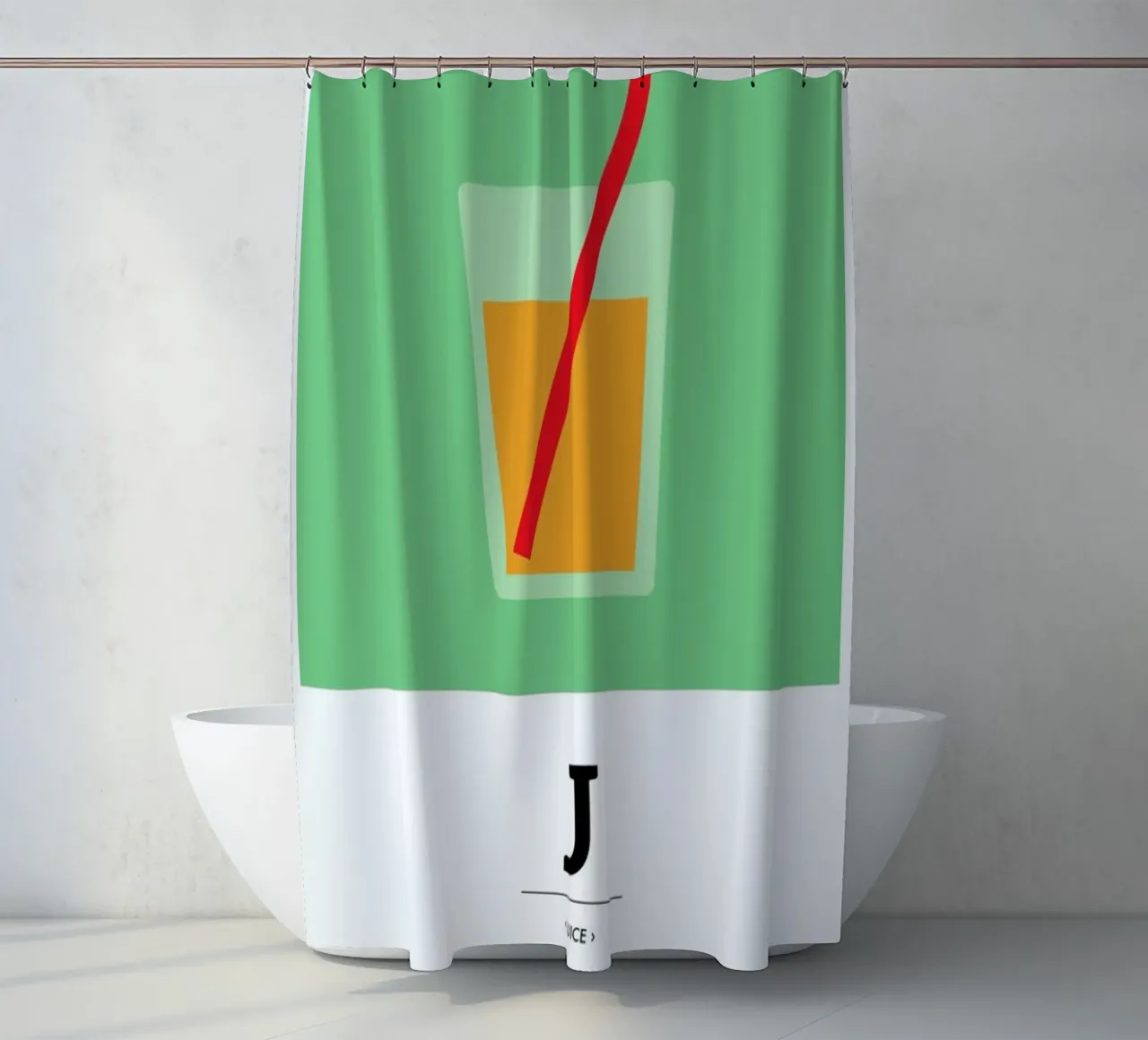 „The Food Alphabet“ - J like Juice Duschvorhang von BLAEK Design Studio