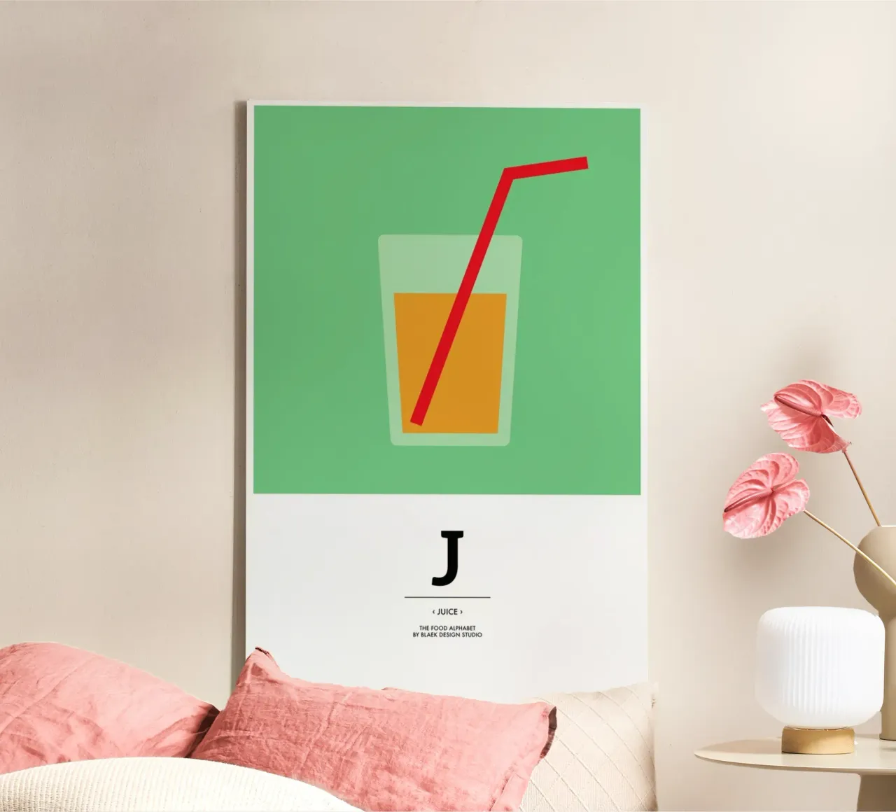 „The Food Alphabet“ - J like Juice tela con Cornice a cassetta da BLAEK Design Studio