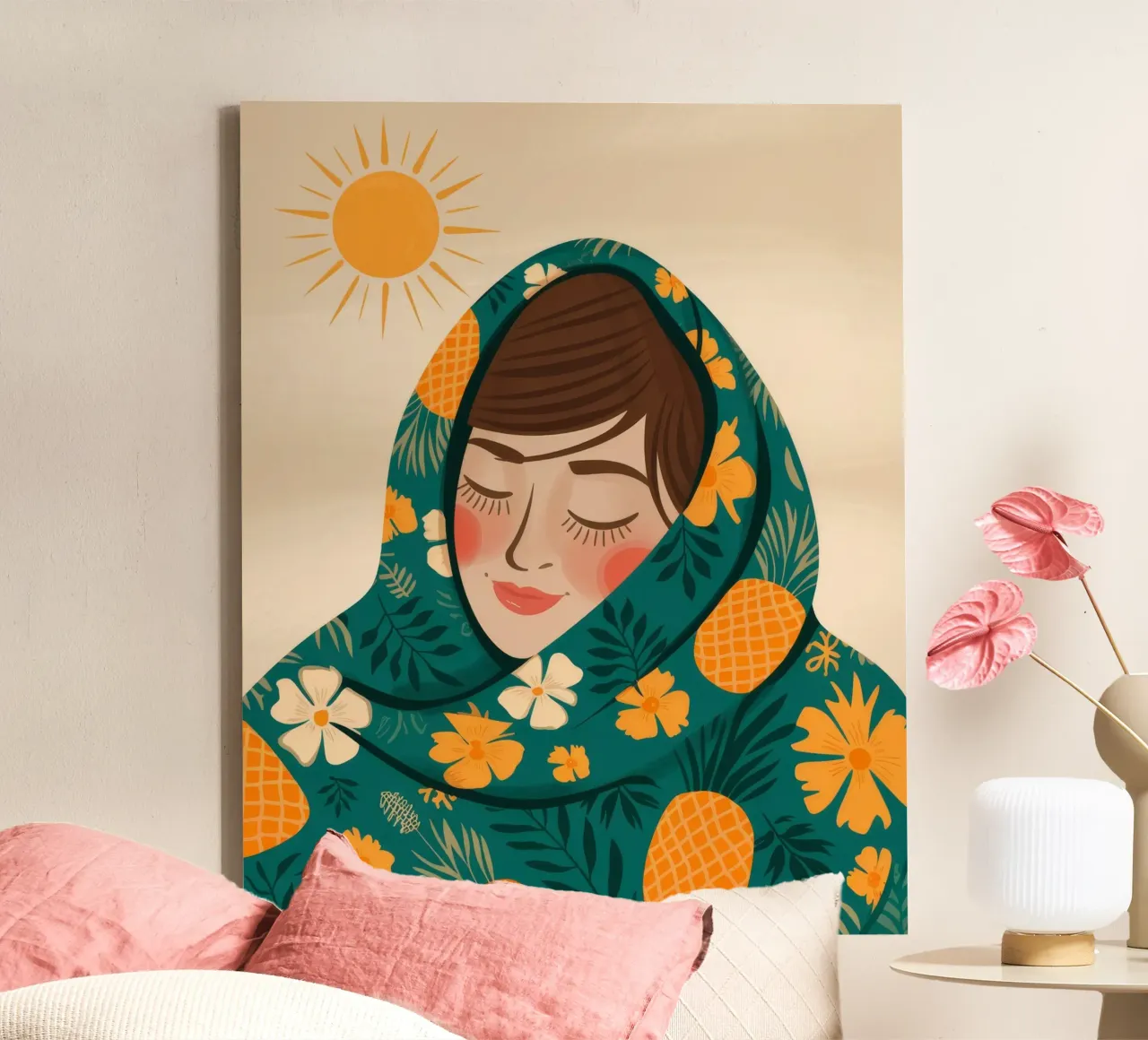 Pineapple Paradise Vibes canvas with Floater frame by Veiled Canvas