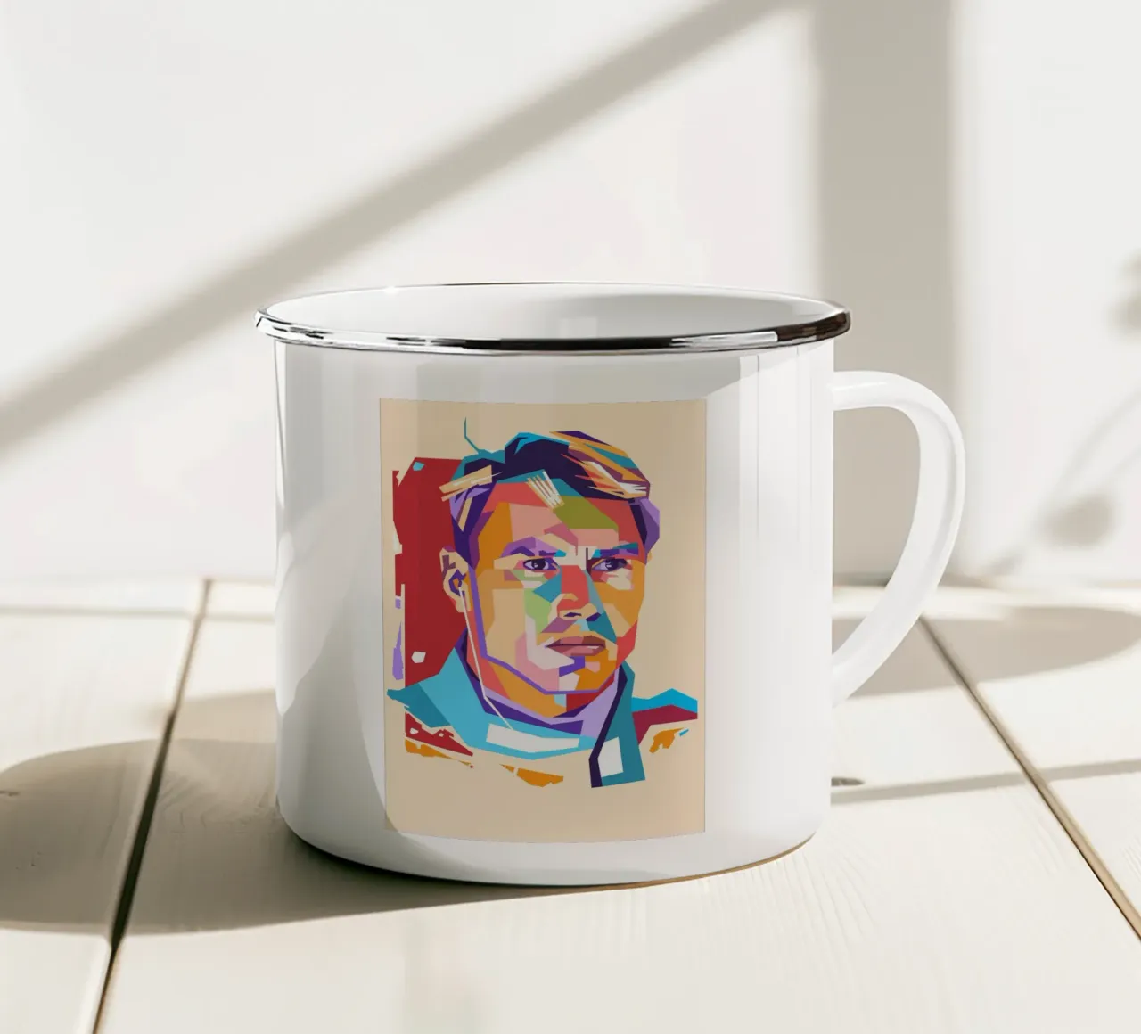 Mika Hakkinen pop art tazza in smalto da Hantamrata