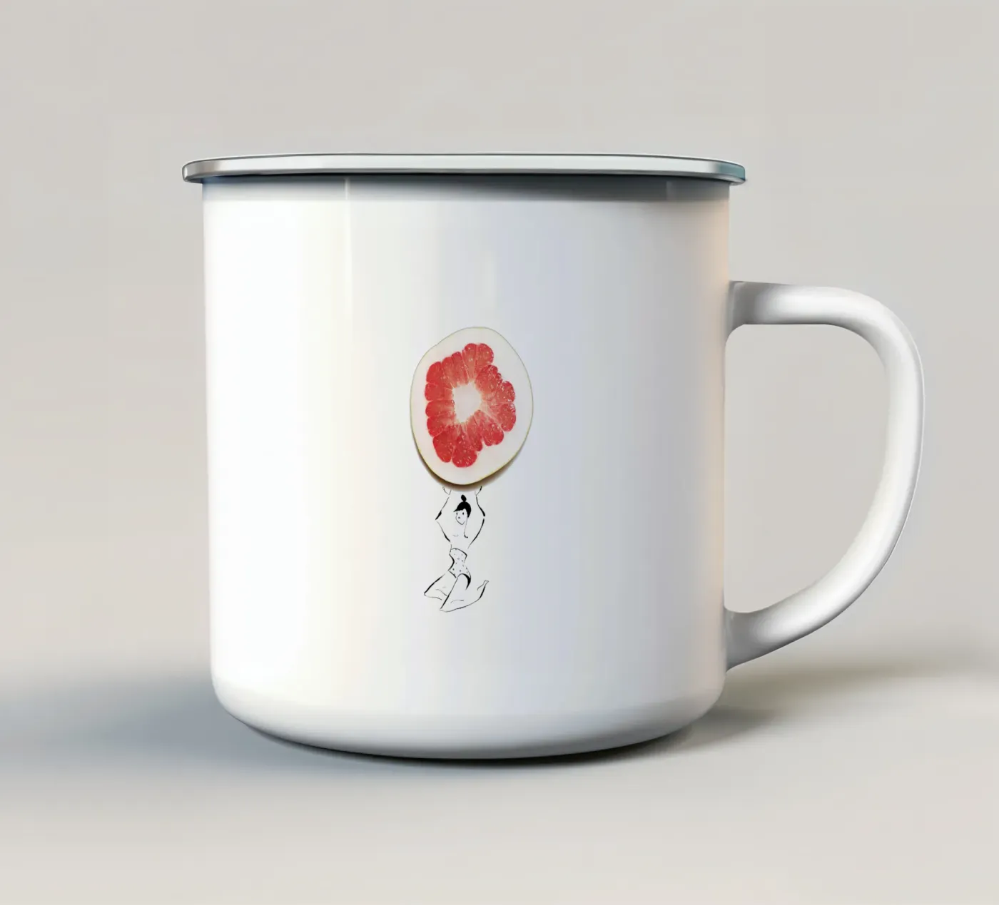 Pamplemousse enamel mug by Gretchen Roehrs