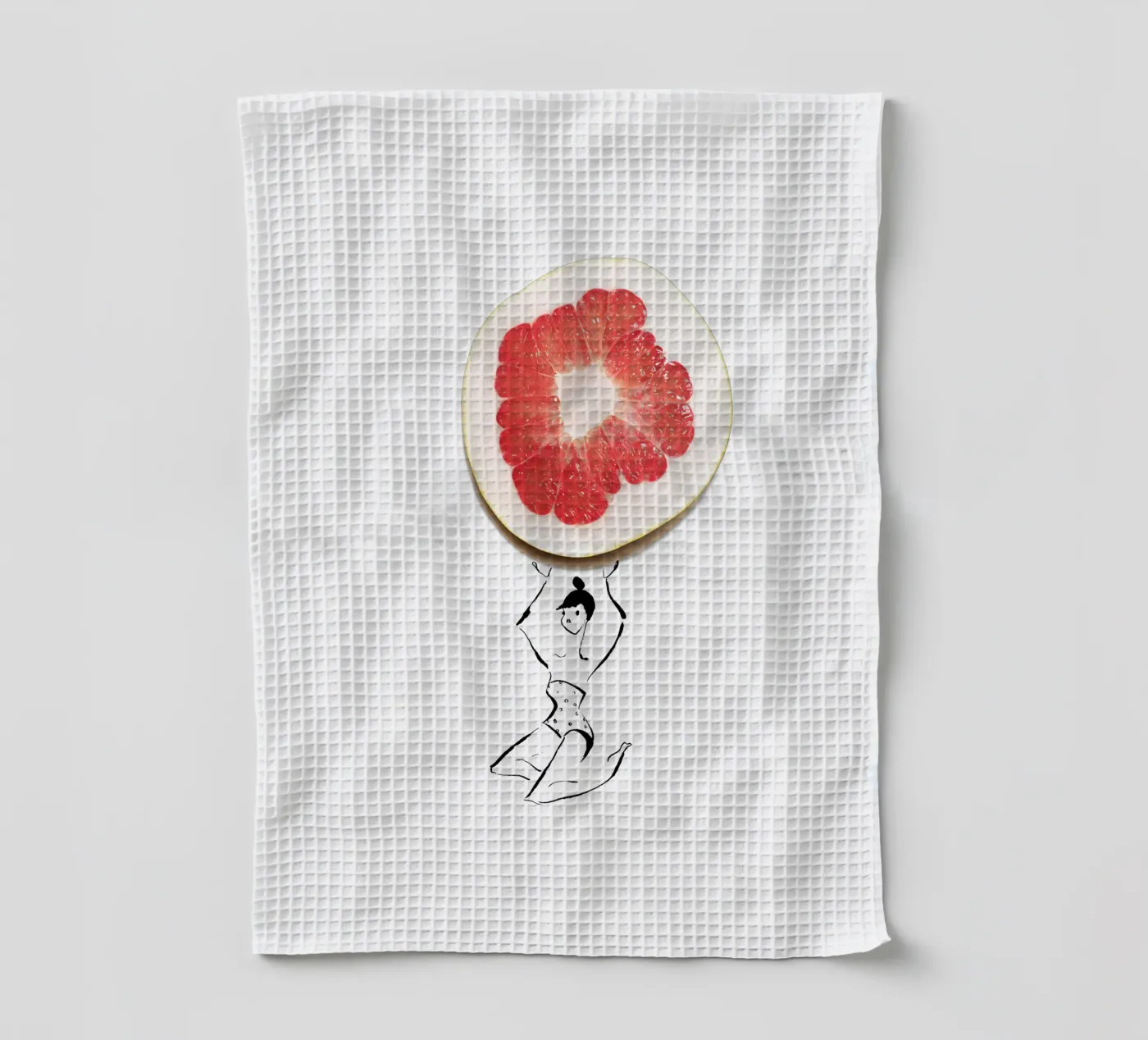 Pamplemousse tea towel by Gretchen Roehrs