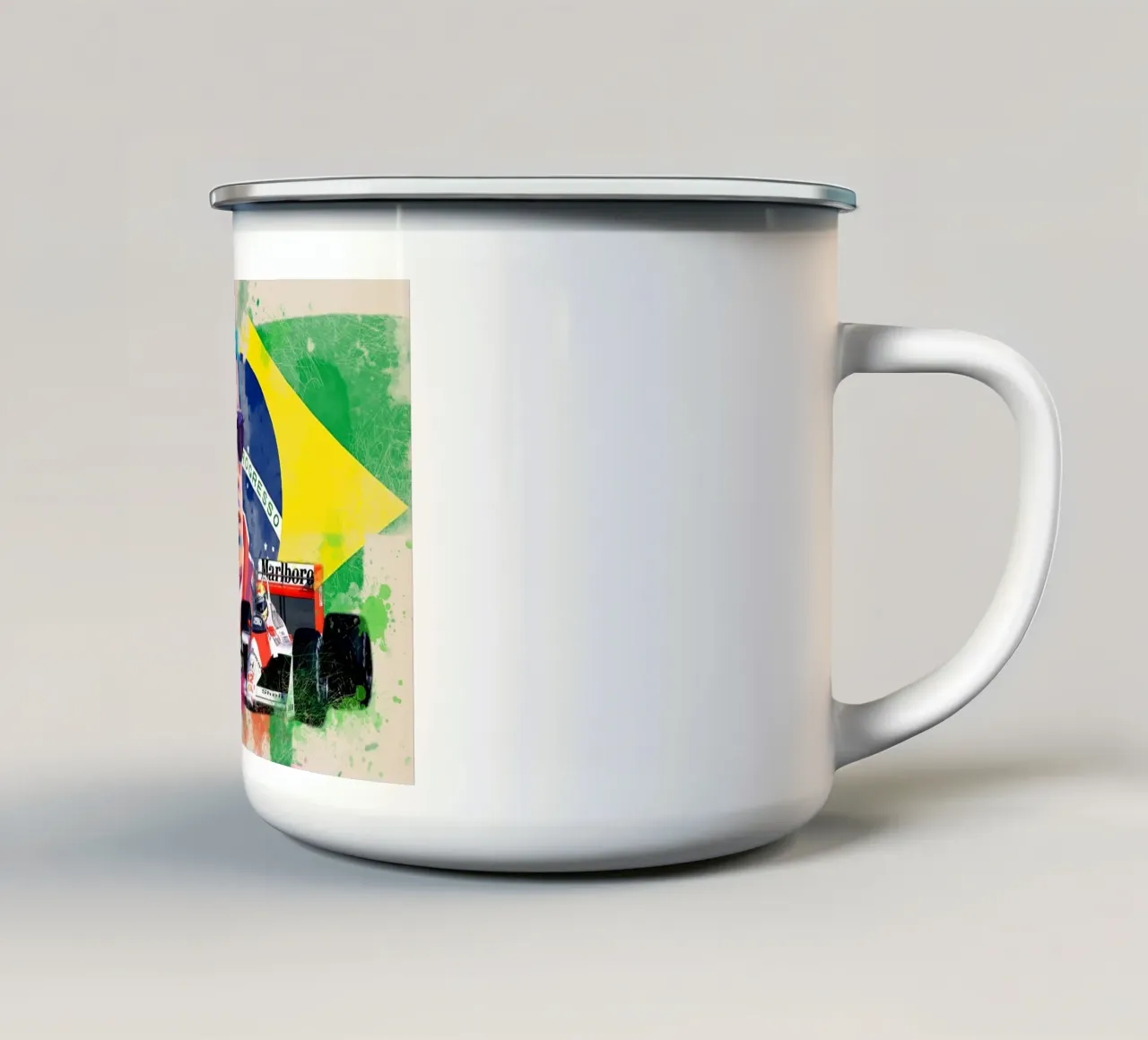 Ayrton Senna Formula One tazza in smalto da Hantamrata