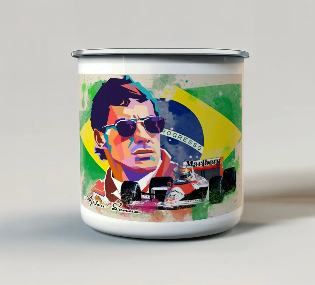 Ayrton Senna Formula One tazza in smalto da Hantamrata