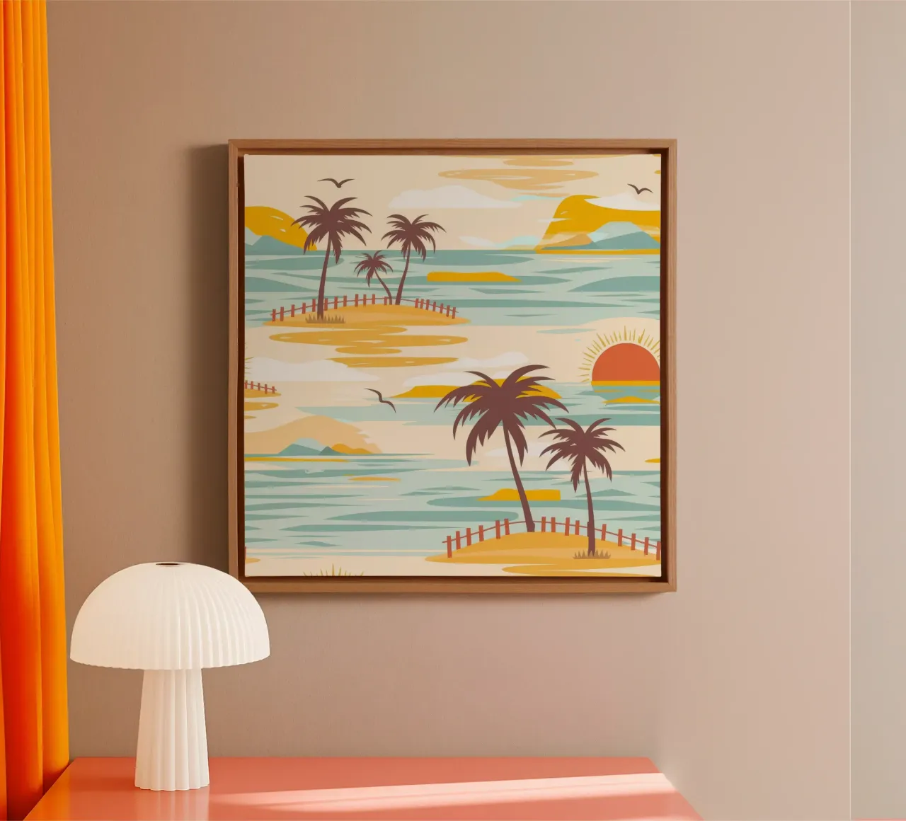 Sereniteit bij zonsondergang canvas met Baklijst van Veiled Canvas