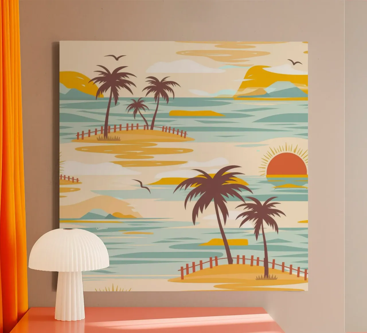 Sereniteit bij zonsondergang canvas met Baklijst van Veiled Canvas