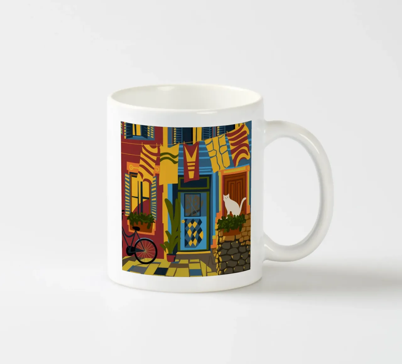 Vita di strada colorata tazza in ceramica da Veiled Canvas