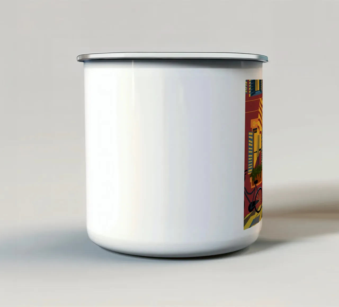 Vita di strada colorata tazza in smalto da Veiled Canvas