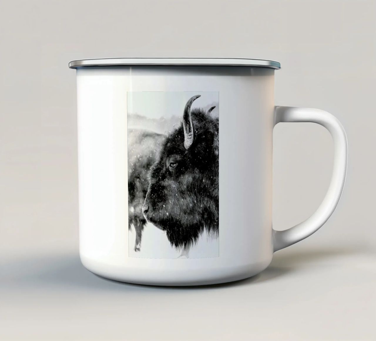 Winter Bison tazza in smalto da Natural Kingdom