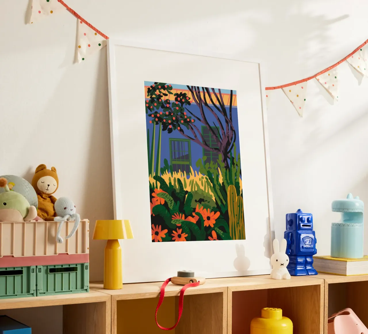 Giardino Tranquillità Beatitudine poster con telaio in plastica da Veiled Canvas