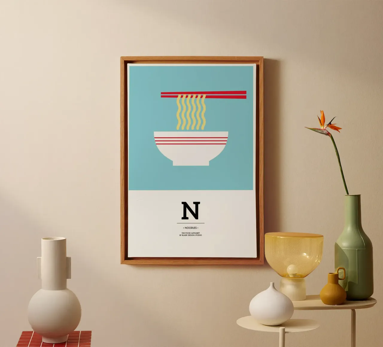 „The Food Alphabet“ - N like Noodles tela con Cornice a cassetta da BLAEK Design Studio
