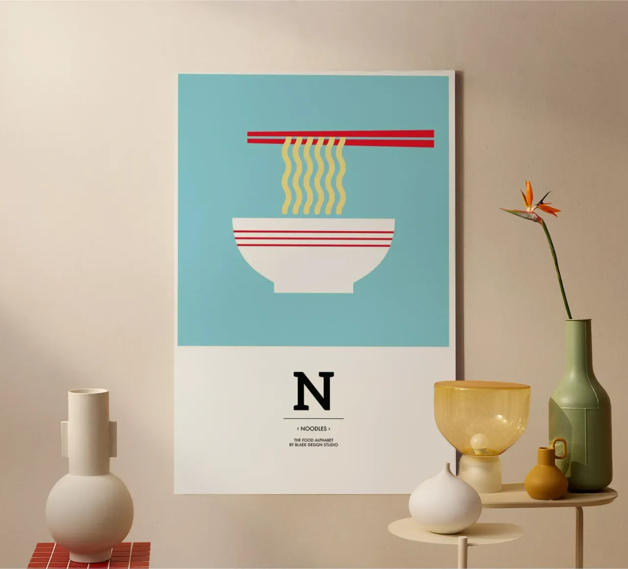 „The Food Alphabet“ - N like Noodles tela con Cornice a cassetta da BLAEK Design Studio