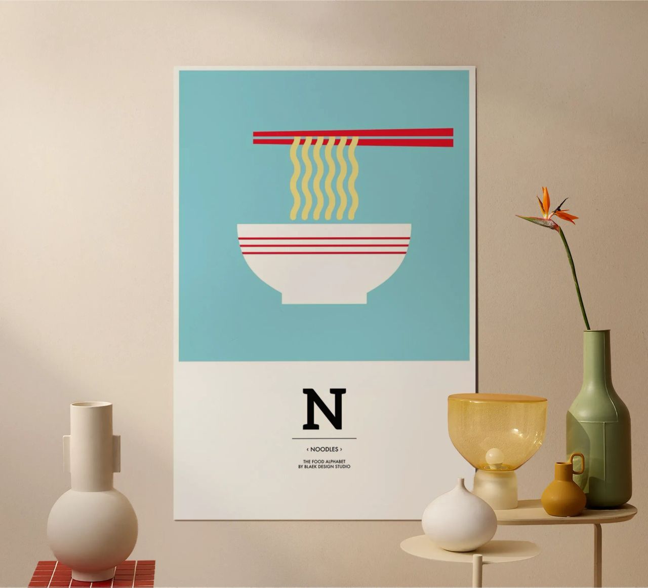 „The Food Alphabet“ - N like Noodles poster by BLAEK Design Studio