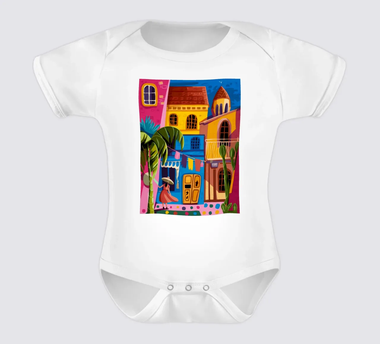 Vivid Urban Energy short-sleeve baby romper by Veiled Canvas