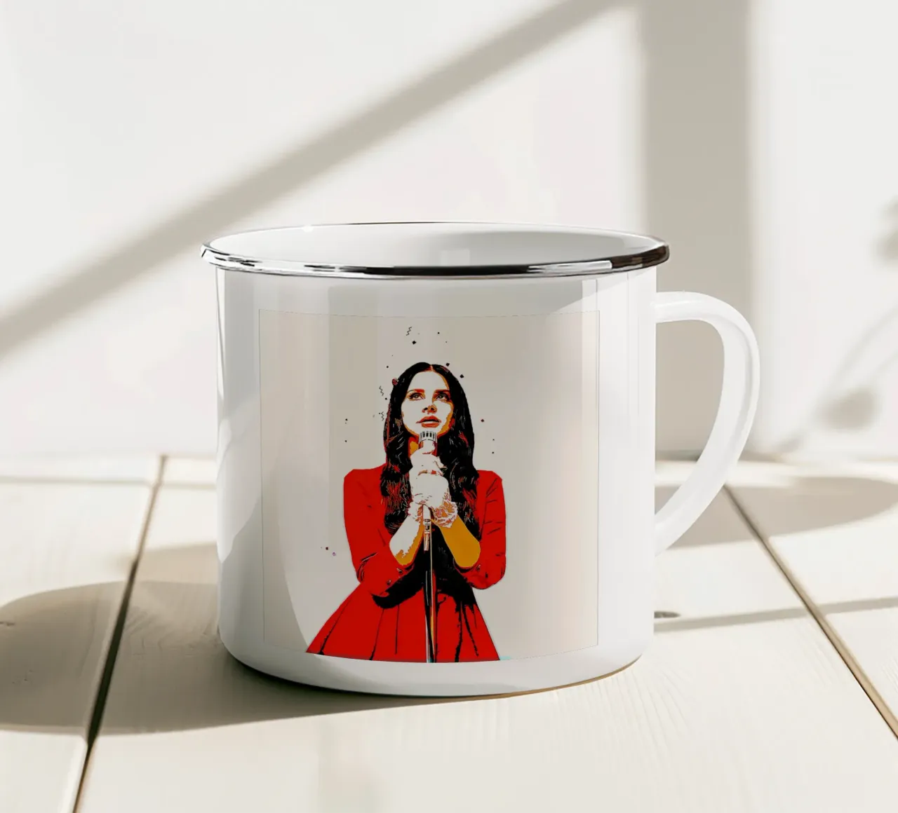Arte di Lana Del Rey tazza in smalto da neonartroom