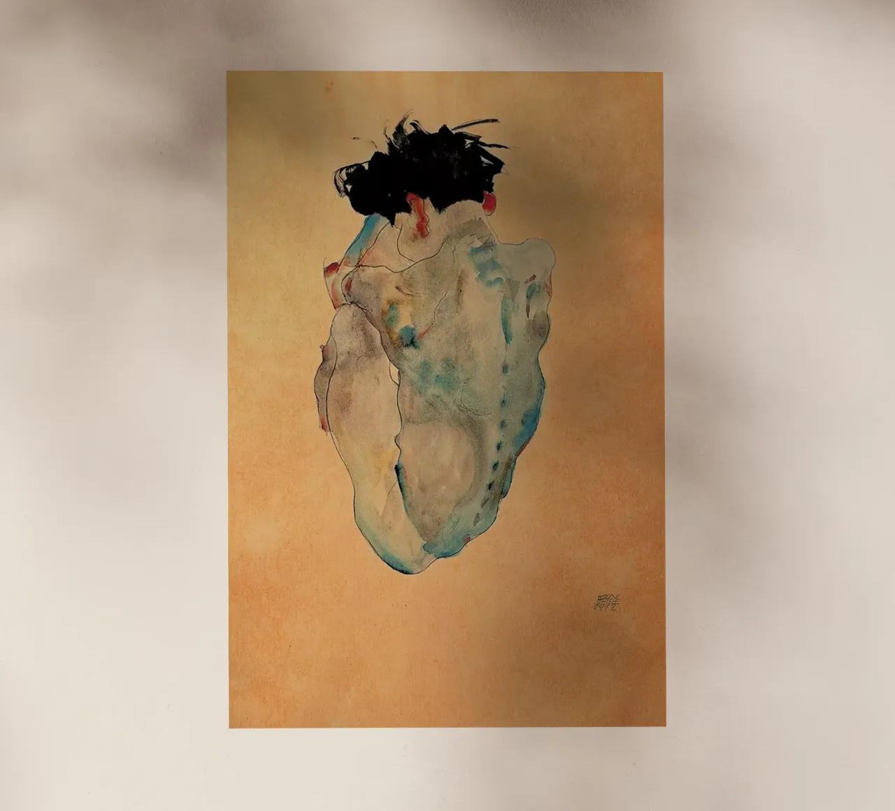 Schiele - Cowering Man (Male Nude) pellicola backlit da ARTOTHEK