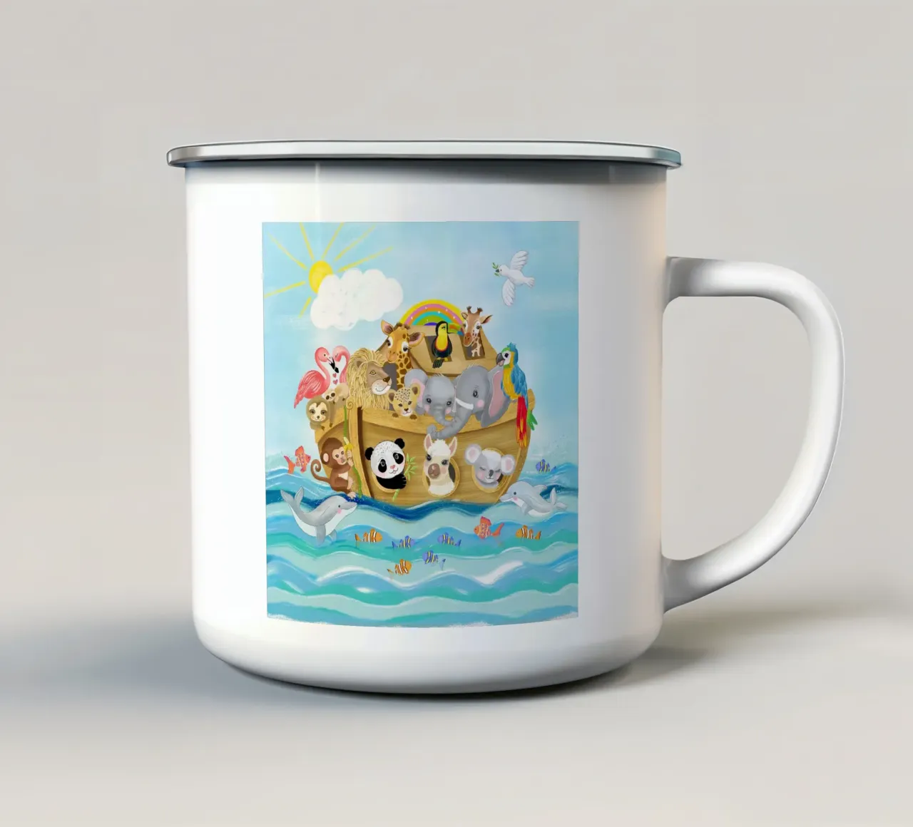 Arca di Noè con simpatici animali tazza in smalto da CalliLetters