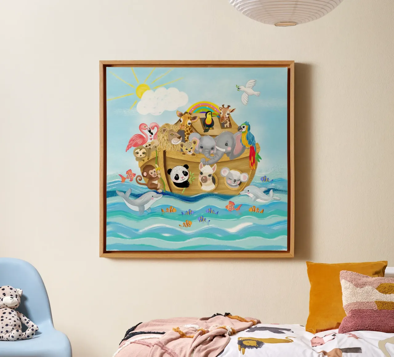 Ark van Noach met schattige dieren canvas met Baklijst van CalliLetters