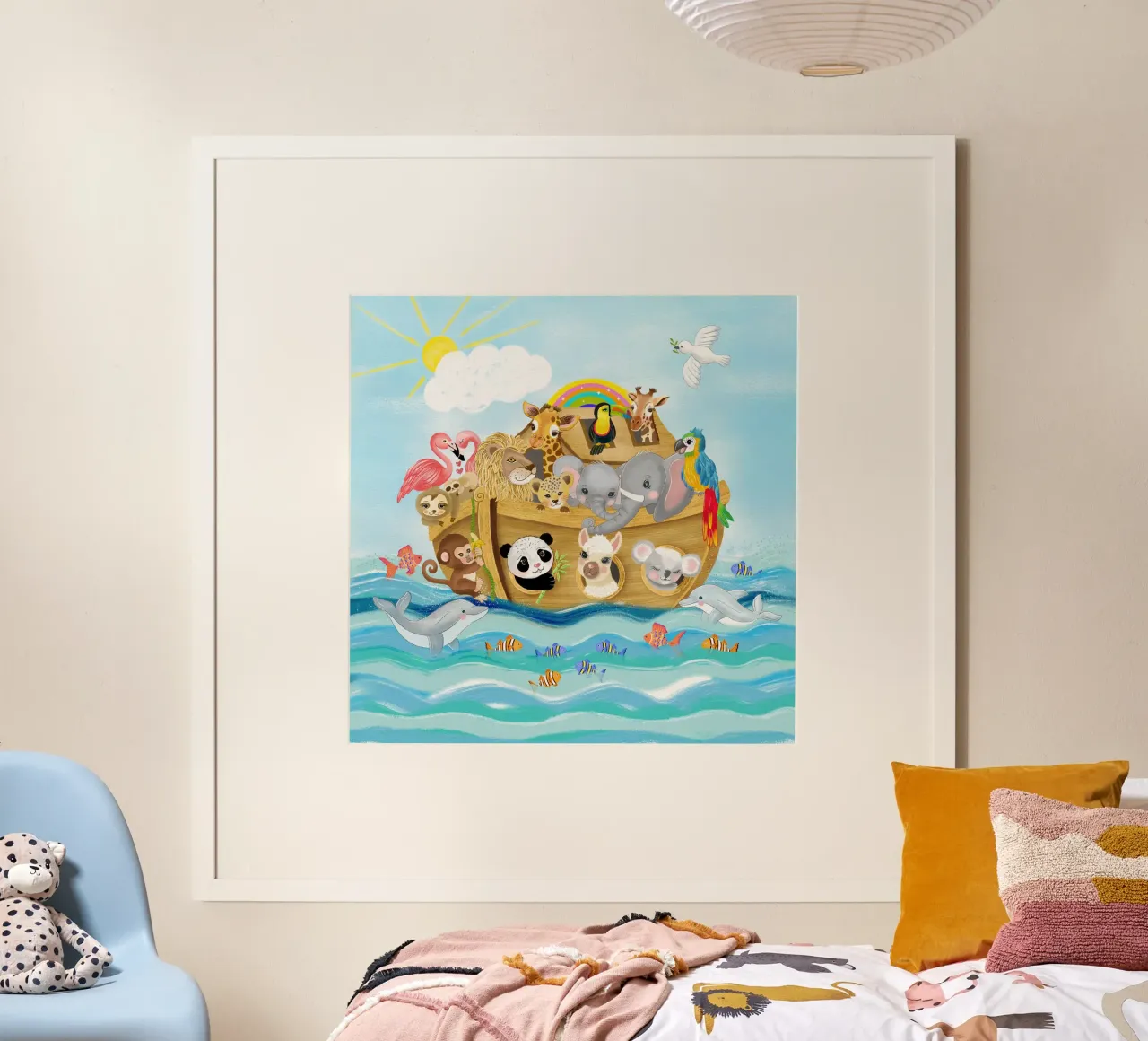 Arca di Noè con simpatici animali poster con telaio in plastica da CalliLetters