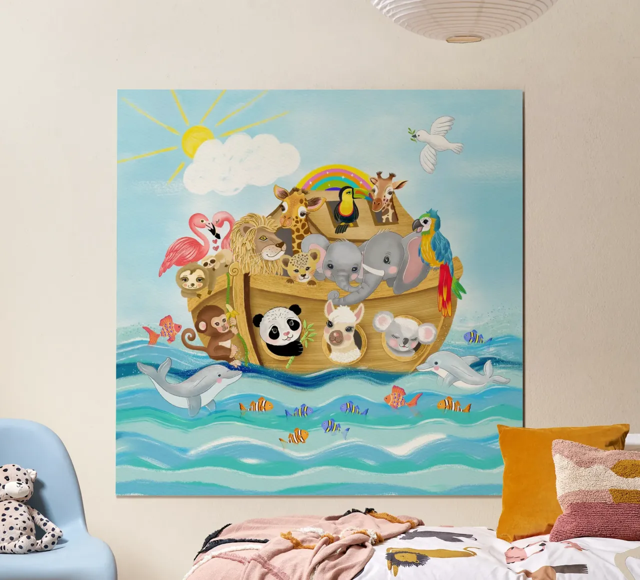 Arca di Noè con simpatici animali poster con telaio in plastica da CalliLetters