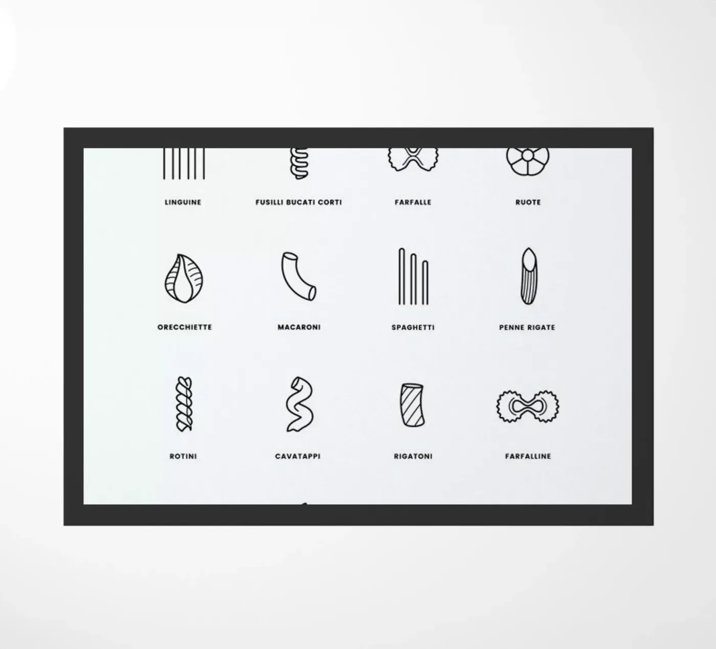 Pasta chart doormat by daylight design studio