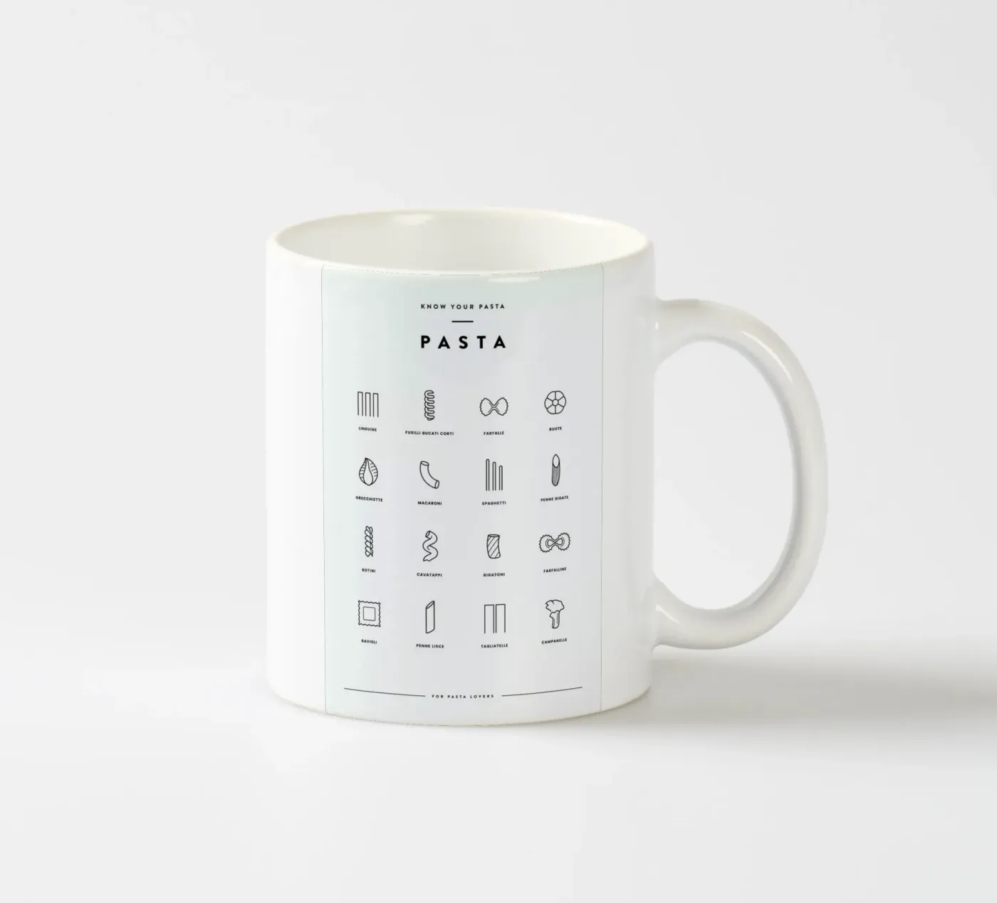 Pasta chart ceramic mug by daylight design studio