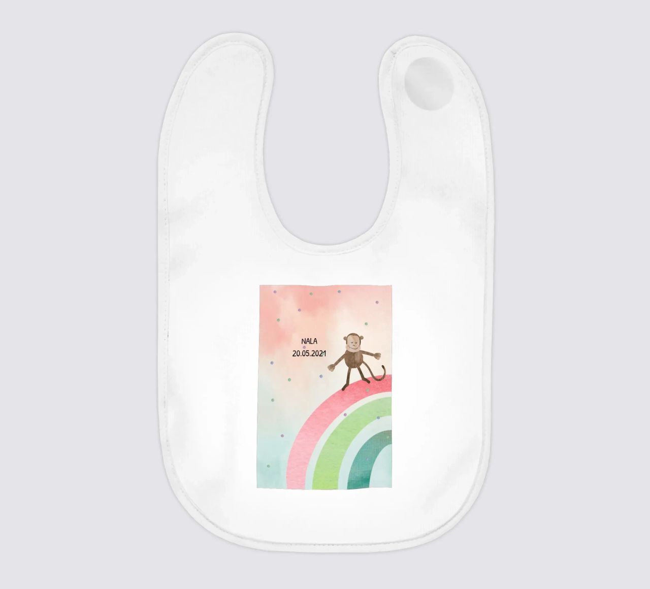 Tanzender Affe auf Regenbogen - Geschwistermotiv 1 babero de maramirage