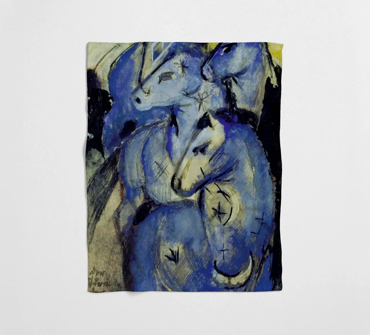 Franz Marc - Tower of Blue Horses coperta in pile da ARTOTHEK