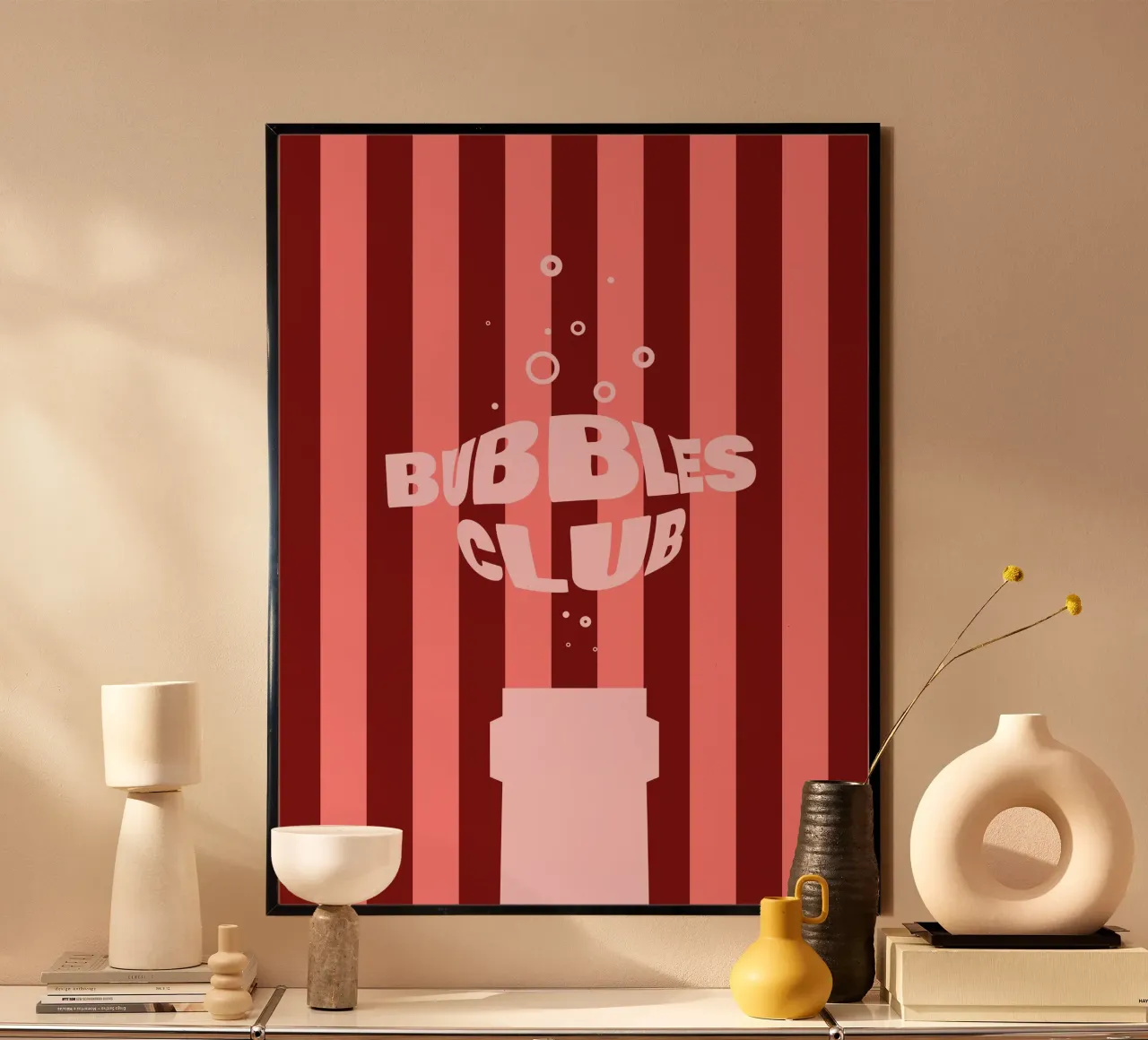 Bubbles Club II poster con telaio in alluminio da Bureau Purpur