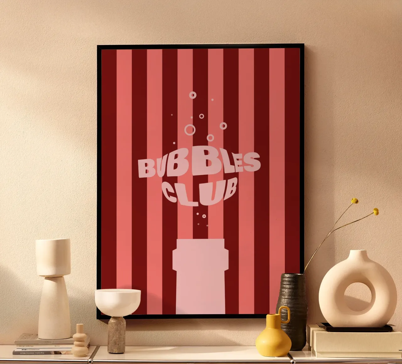 Bubbles Club II poster con telaio in alluminio da Bureau Purpur