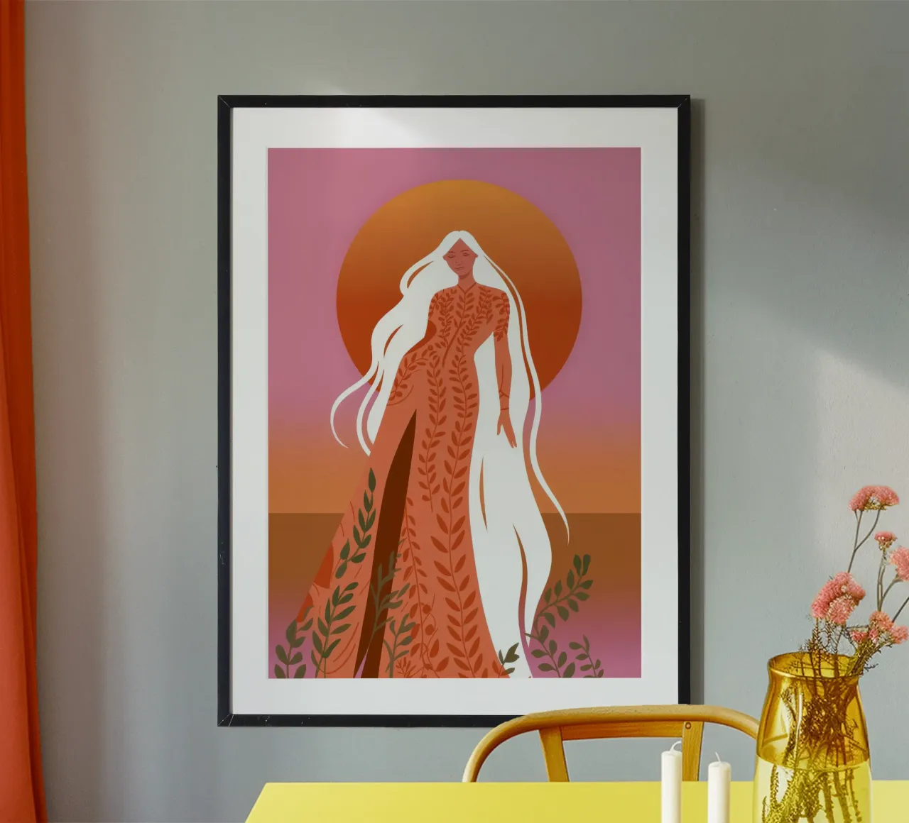 Dea del tramonto etereo poster con telaio in alluminio da Nebula Verse