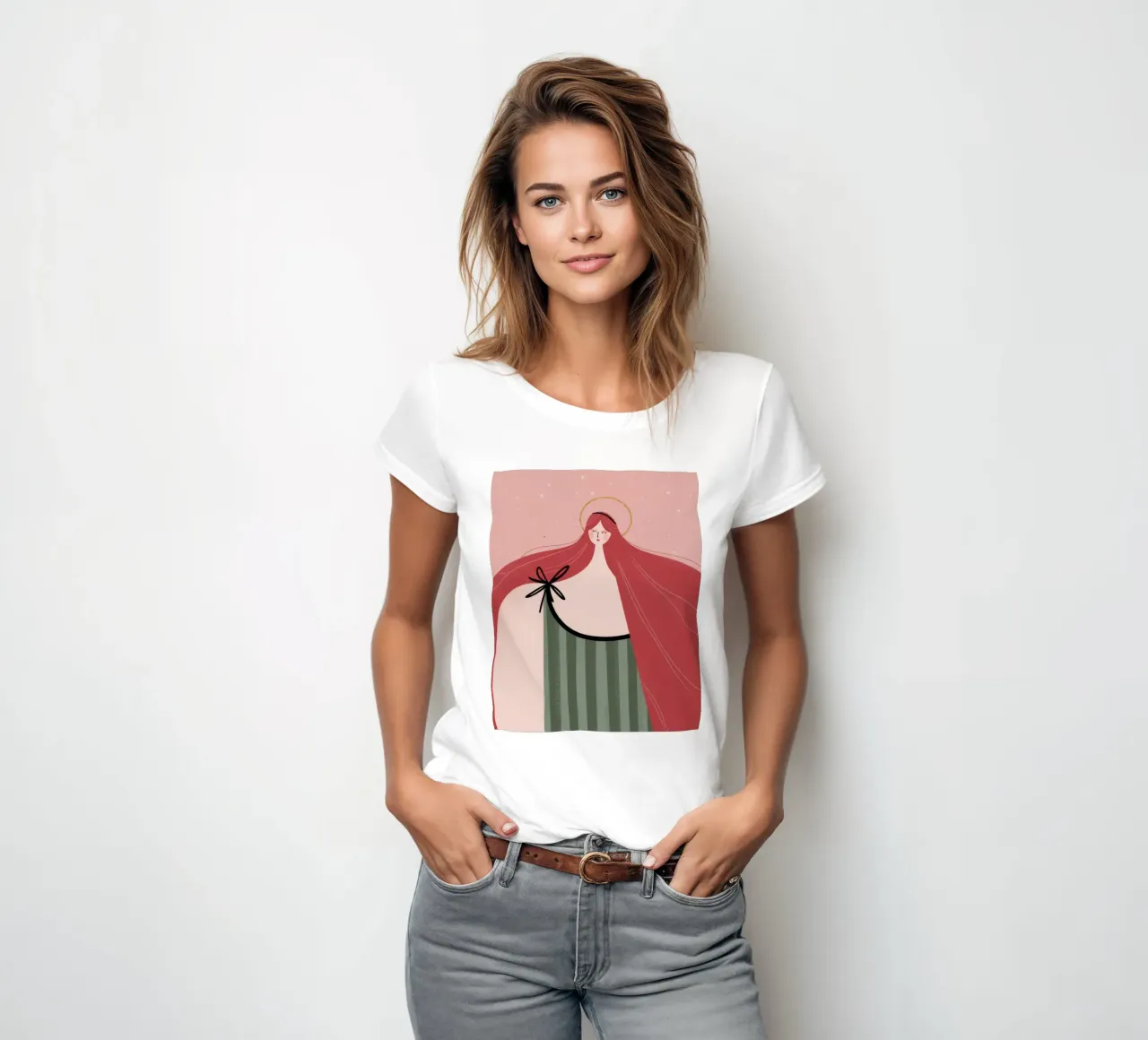 Sierlijke rode mantel dames t-shirt getailleerd van Nebula Verse