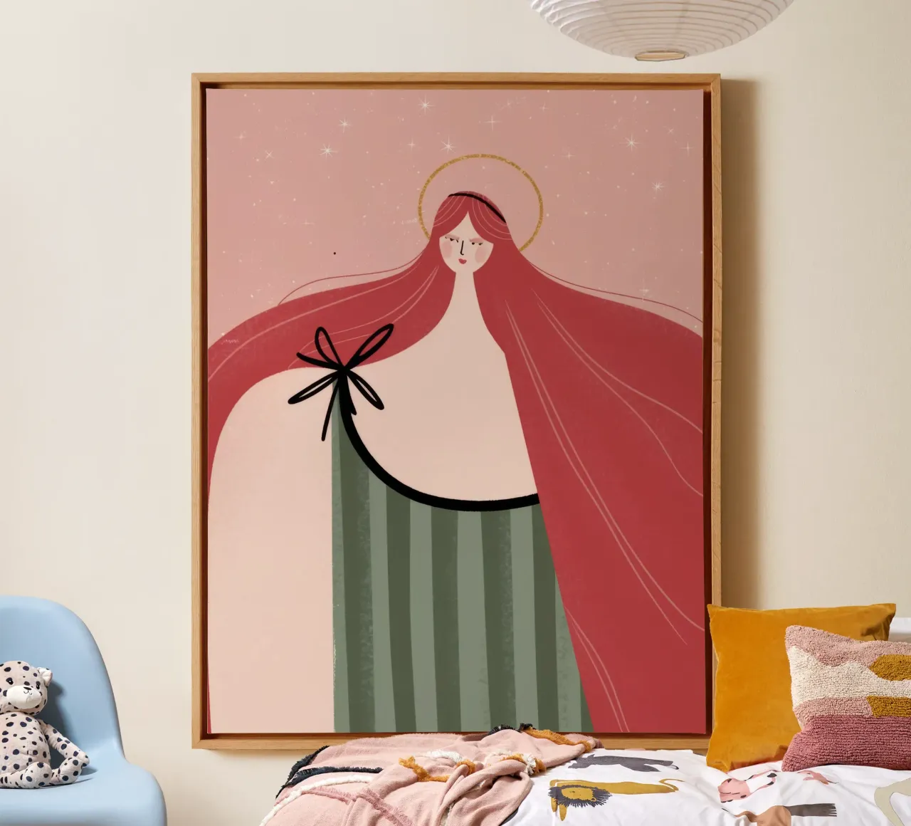 Graceful Red Cloak canvas with Floater frame by Nebula Verse