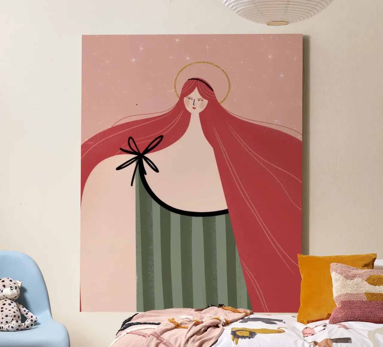 Graceful Red Cloak canvas with Floater frame by Nebula Verse