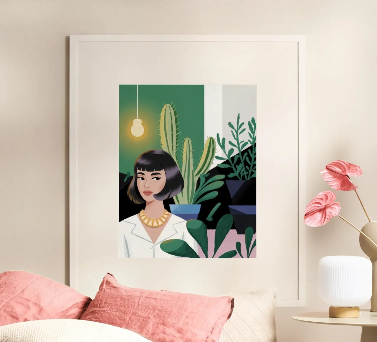Serenità botanica moderna poster con telaio in plastica da Nebula Verse