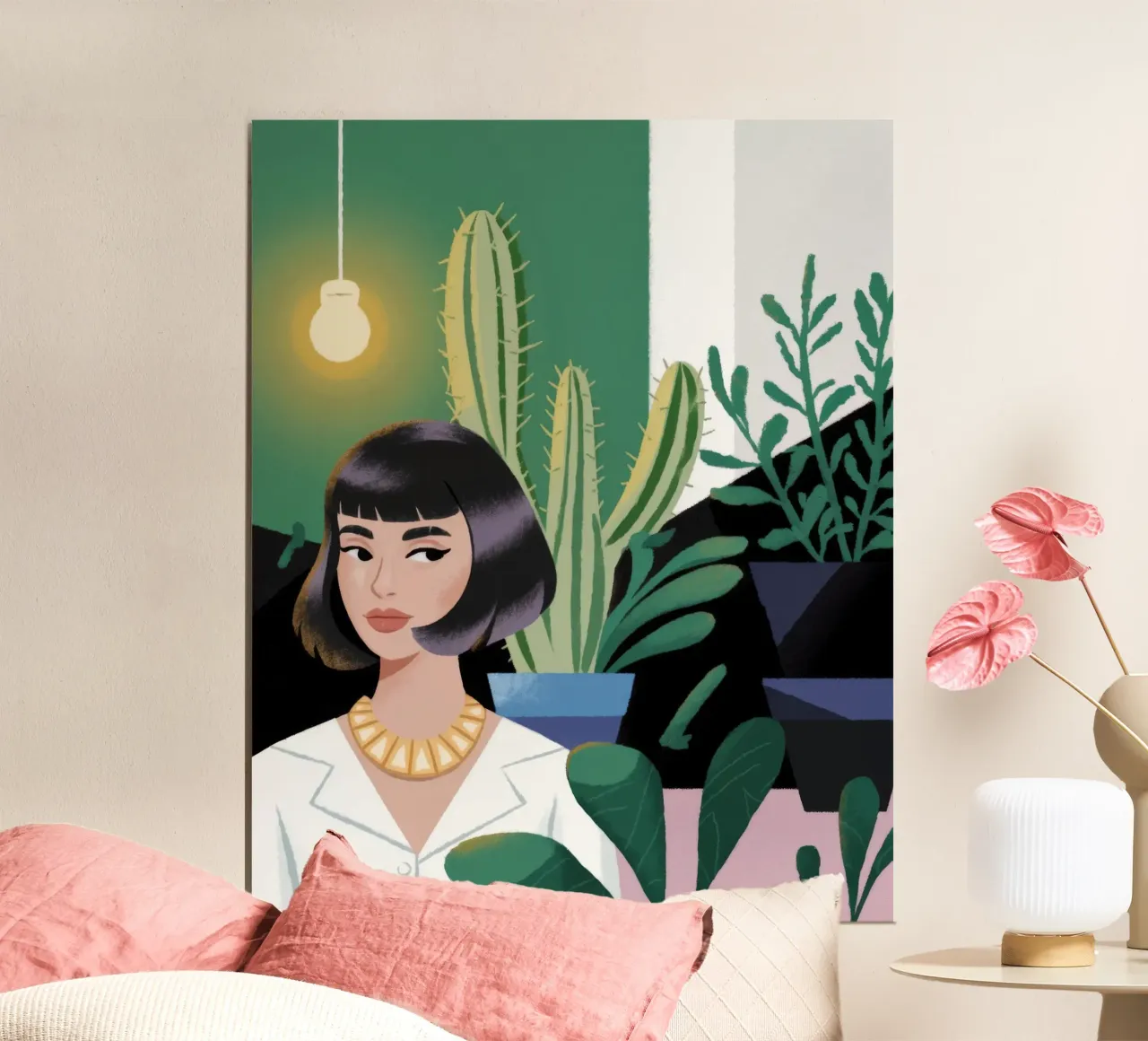 Serenità botanica moderna poster con telaio in plastica da Nebula Verse