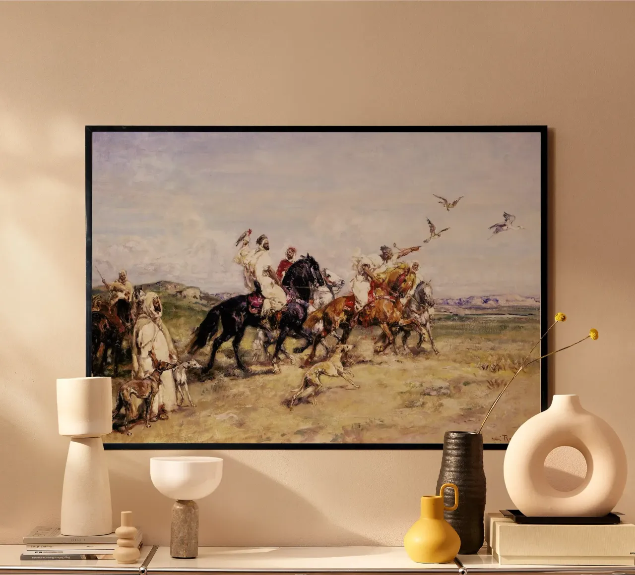 Rousseau - The Falcon Chase poster con marco de plástico de ARTOTHEK