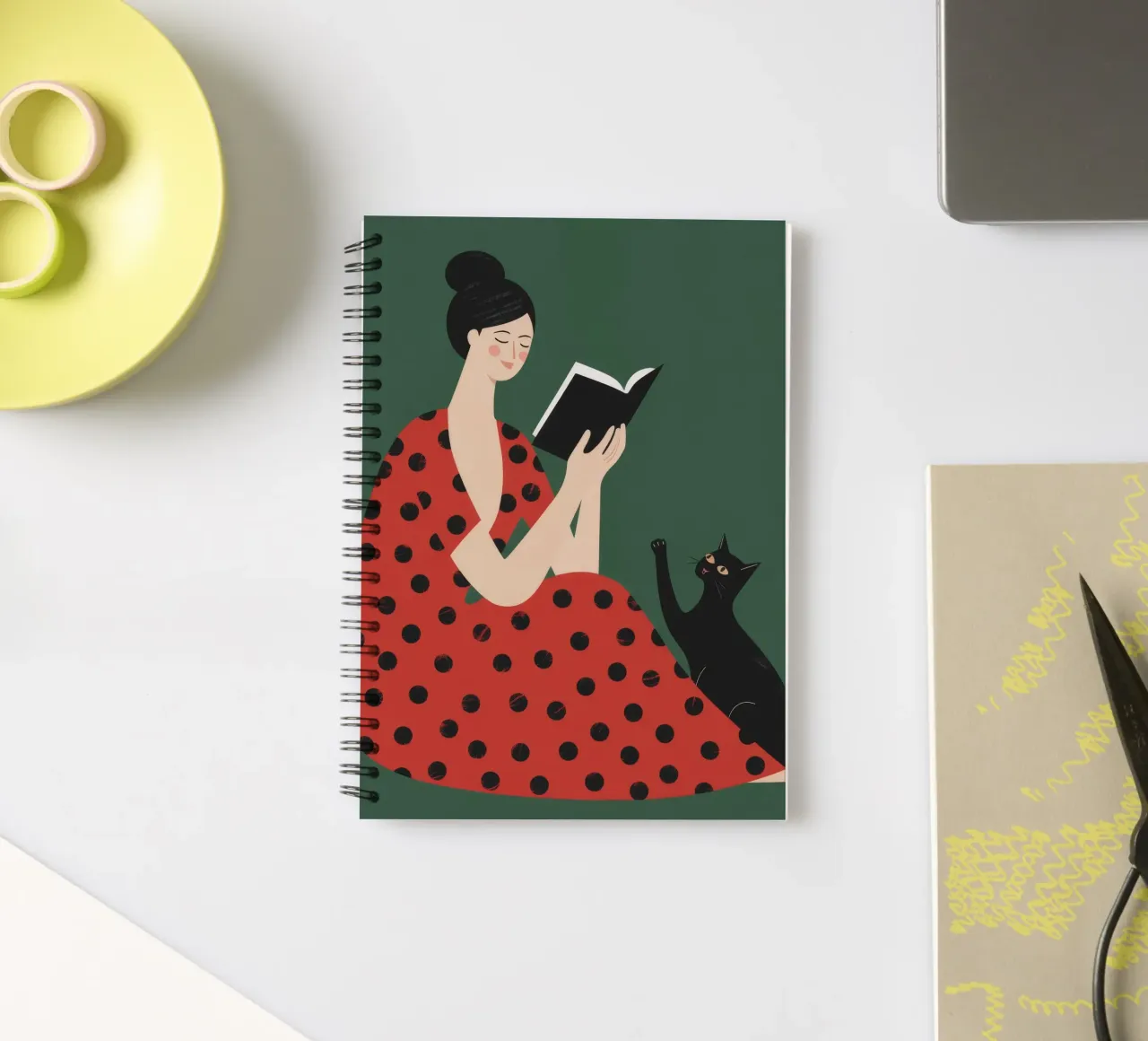 Reading Serenity Cat spiral notebook by Nebula Verse