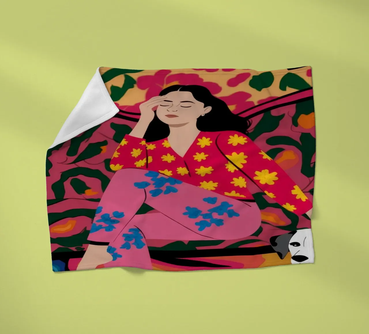 Vibrant Floral Lounge fleece blanket by Nebula Verse