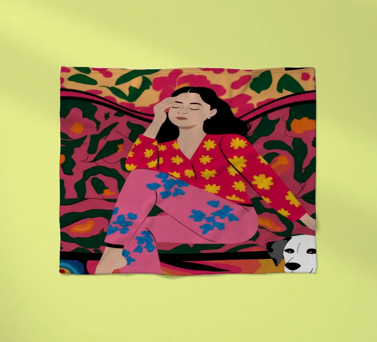 Vibrant Floral Lounge fleece blanket by Nebula Verse