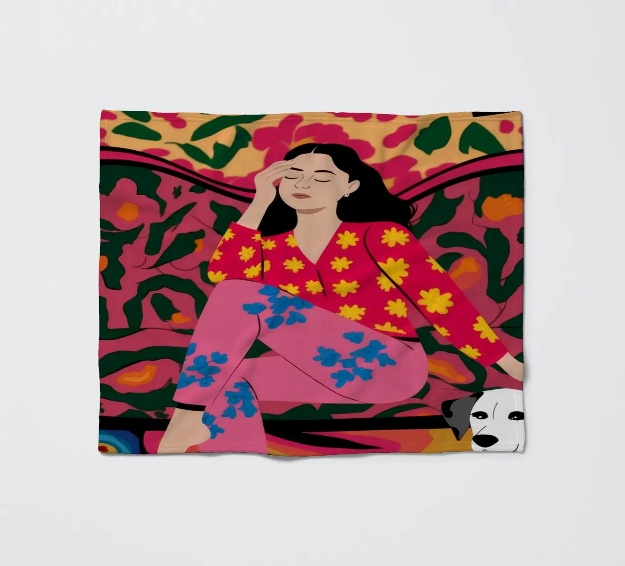 Vibrant Floral Lounge fleece blanket by Nebula Verse